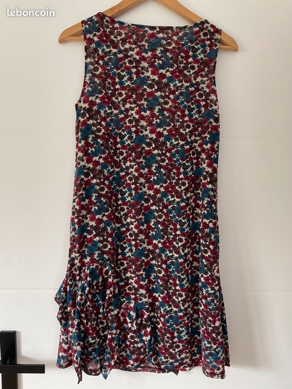 Robe à motif fleurs One step bordeaux et bleu (image 1)