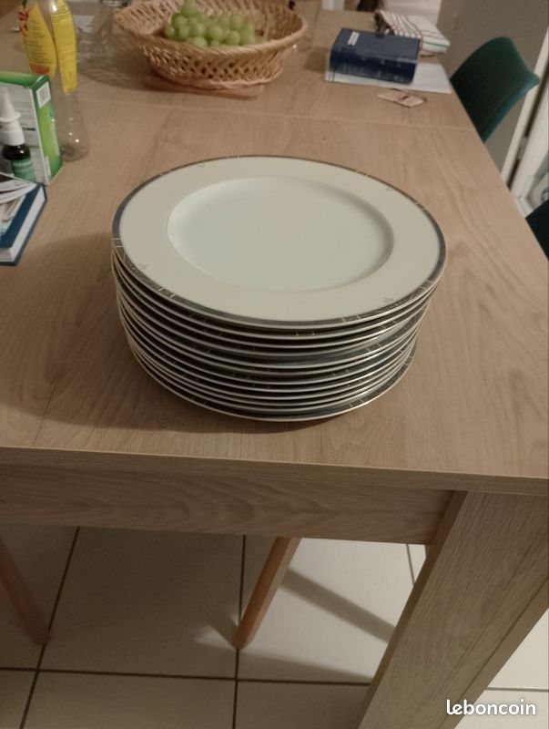 Très jolie lot de 12 assiettes plate en porcelaine de limoges (image 2)