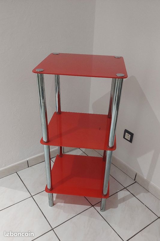 Table basse et étagère en verre rouge (image 6)