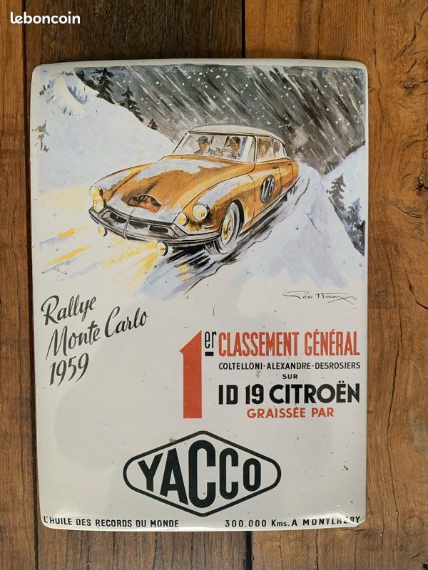 Plaque métal Rallye Monté Carlo 1959 Citroën ID 19