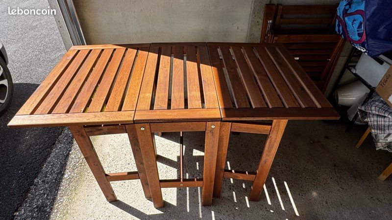 Table bois IKEA APPLARO + 3 chaises en excellent état (image 1)