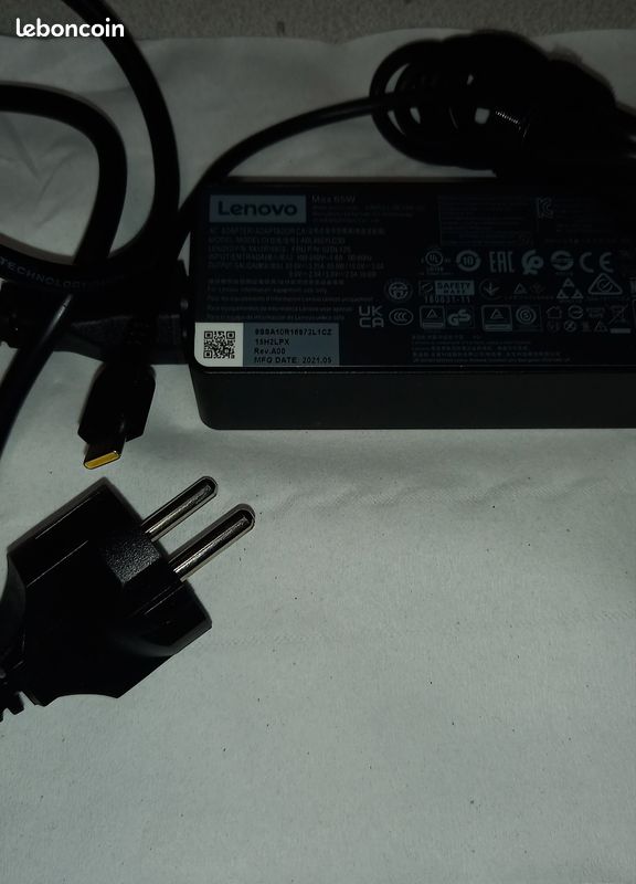 Chargeur Secteur 65W USB-C Pour Lenovo - Alimentation PC Portable - Neuf Avec Garantie 3 Mois