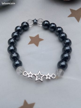 Bracelet Fête Pierre Hématite – Étoile, Cœur Et Perles – Occasion