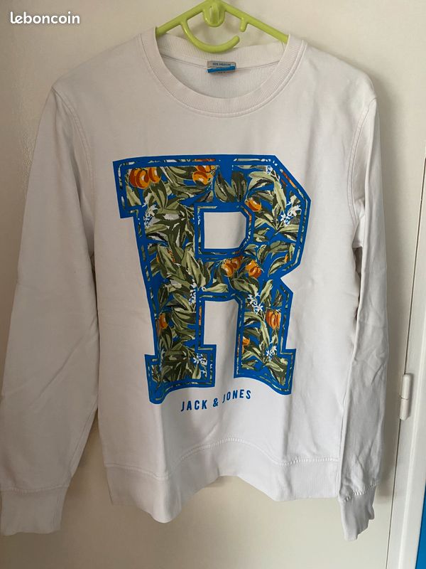 Sweat blanc Jack & Jones Originals – Taille S, motif R Clémentinié (image 5)