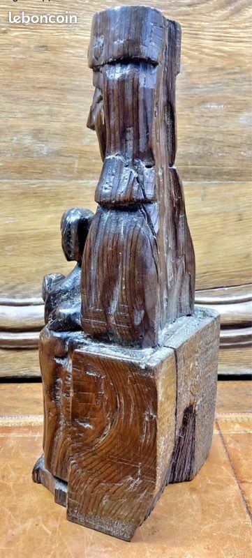 Ancienne Sculpture En Bois Vierge à L'Enfant - XIXe Siècle Ou Avant - Bon état - Pièce Originale