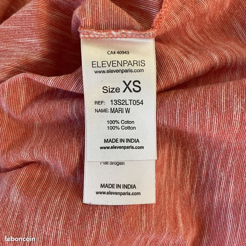 T-Shirt Femme Eleven Paris Sex Drugs and Marine boys Corail orange chiné Taille XS Manches courtes (image 5)