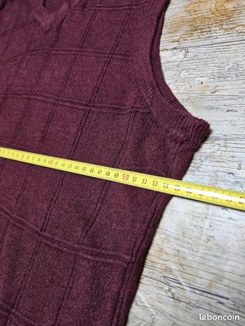 Pull sans manches homme dockers bordeaux carreaux vintage col v maille – taille XL - Vêtements