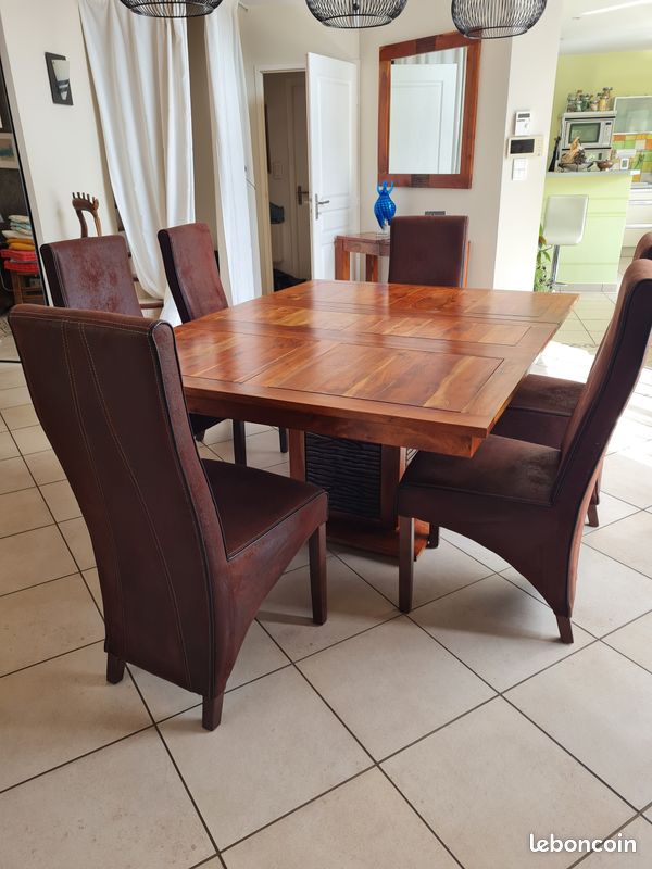 Table salle à manger en bois massif et rallonge (image 3)