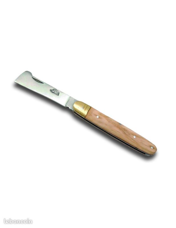 Neuf, couteau pliant greffoir, manche bois, hérisson (image 1)
