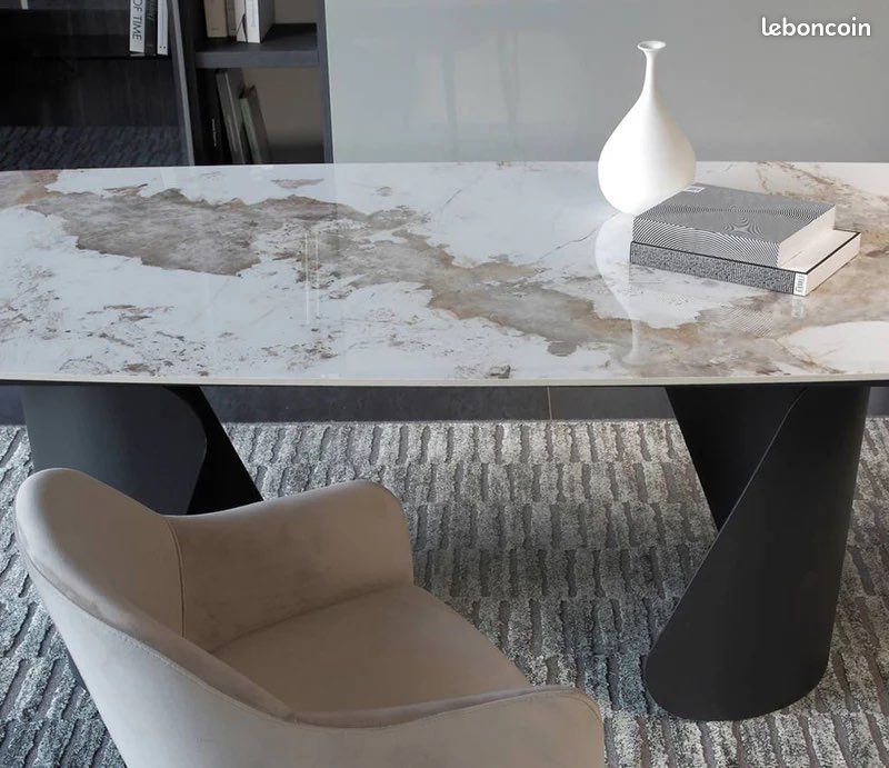 Table à manger céramique effet marbre extensible haut de gamme pour salle à manger qualité garantie (image 2)
