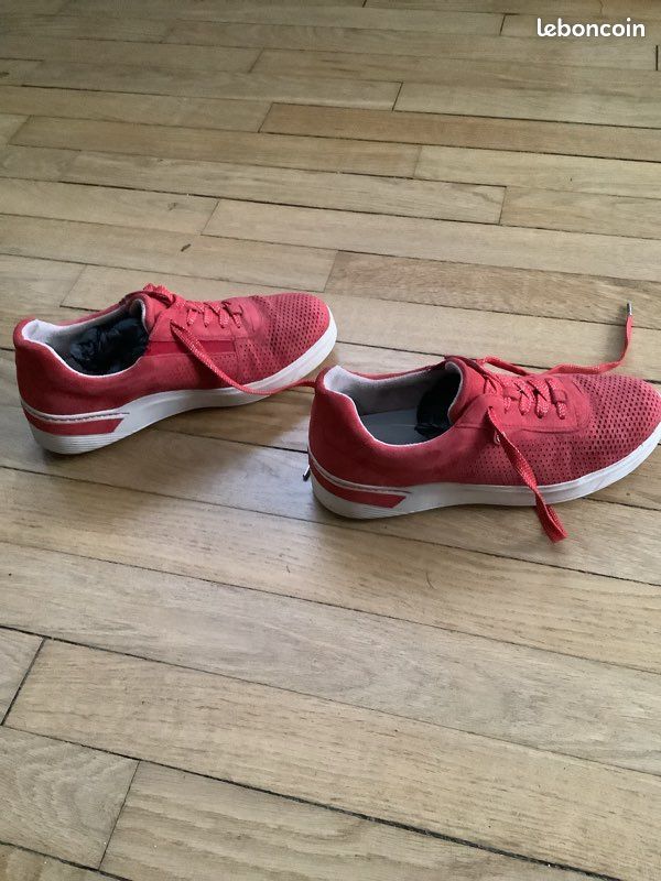 Tennis femme rouge cuir (image 3)