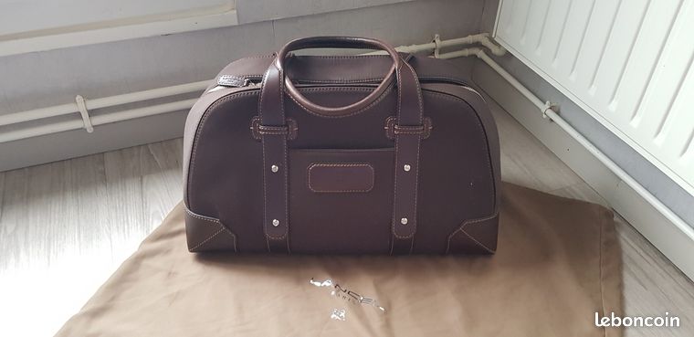 Grand sac de voyage vintage noir & camel – 60 cm – Neuf – Style élégant - Accessoires & Bagagerie