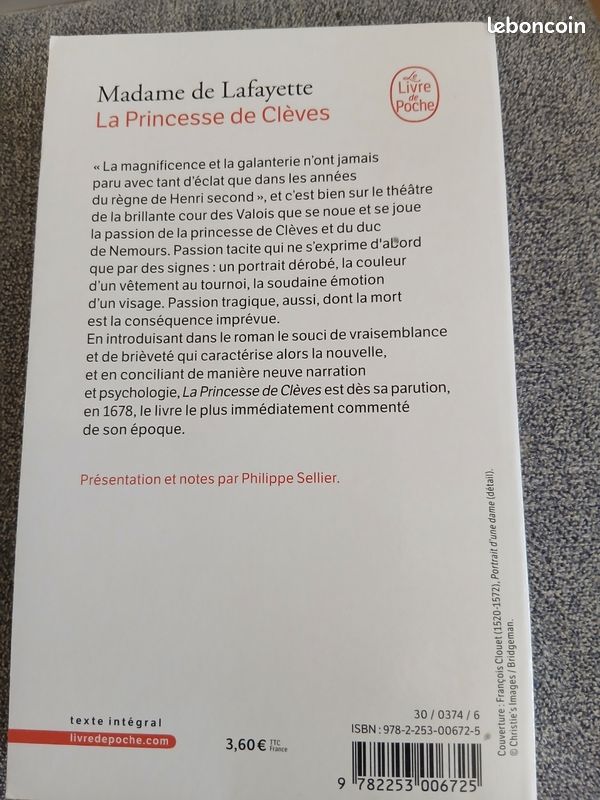 Livres de poche : les fleurs du mal de Baudelaire, la princesse de Clèves de Lafayette, Paroles de Jacques Prévert, Méditations métaphysiques de Descartes (image 6)