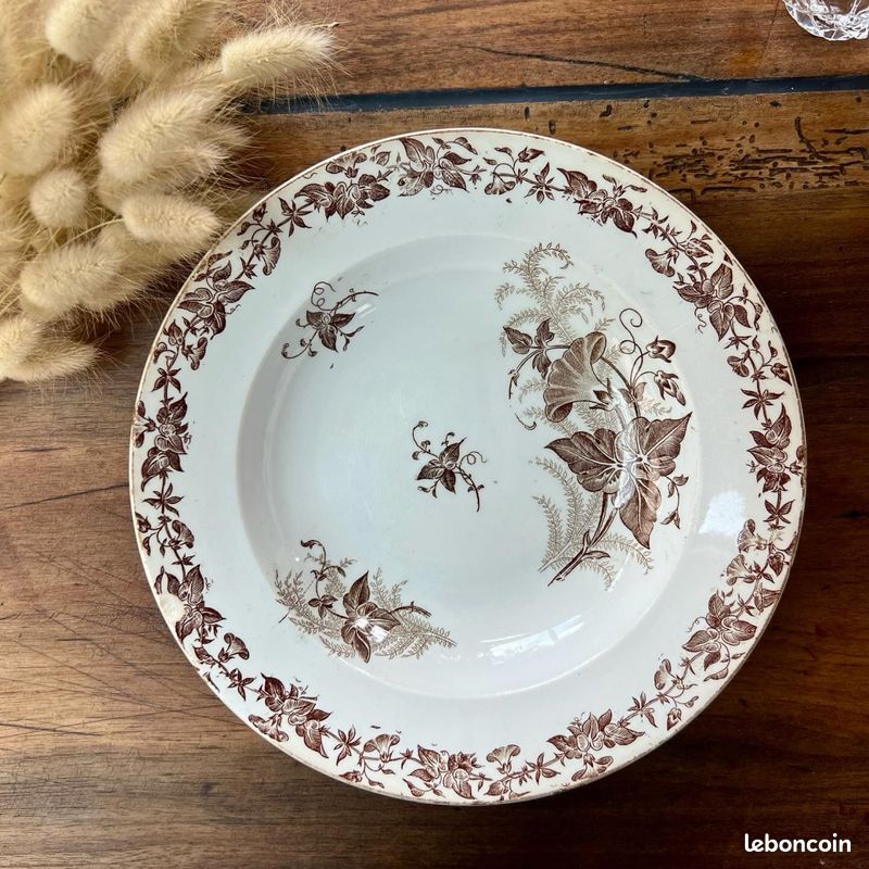 Joli duo assiettes creuses terre de fer - Liseron F.F Pexonne (image 3)