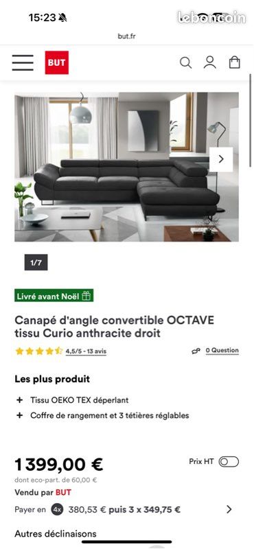 Canapé d’angle convertible et coffre (image 1)
