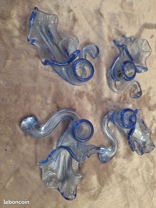 Bougeoires en verre bleu (image 1)
