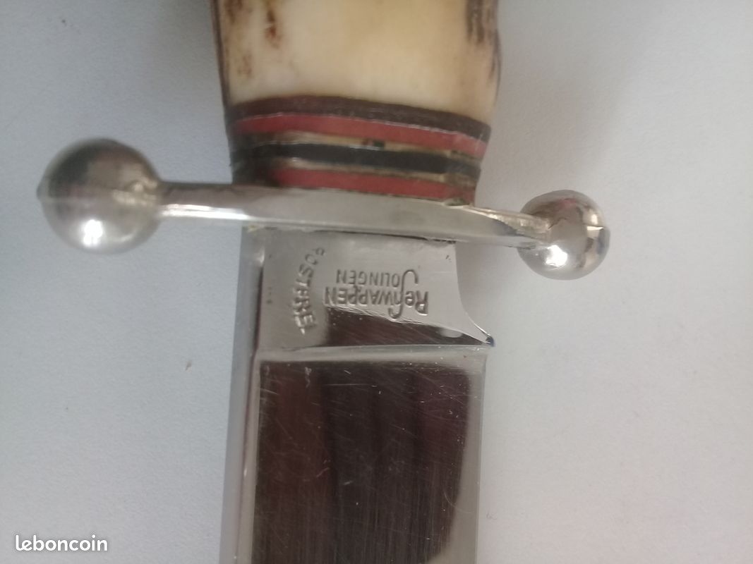COUTEAU DE CHASSE WEIDMANNSHEIL - SOLINGEN en bois de cerf EUR 45,00 - FR