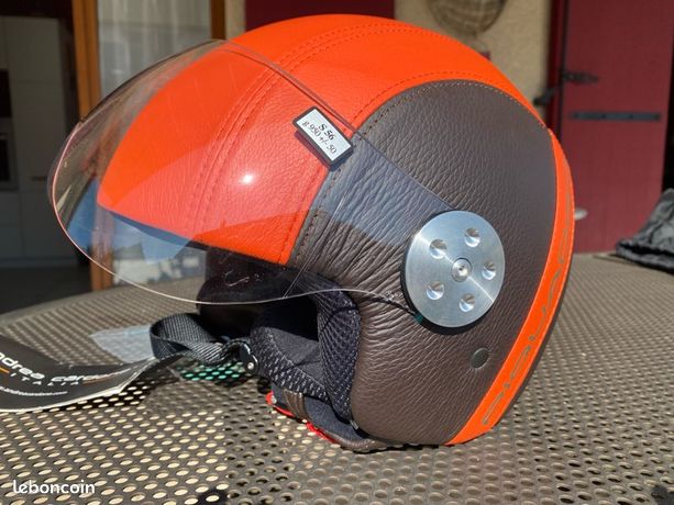 Casque moto cuir vintage Andrea cardone - quipement moto Casque moto cuir vintage Andrea cardone - quipement moto