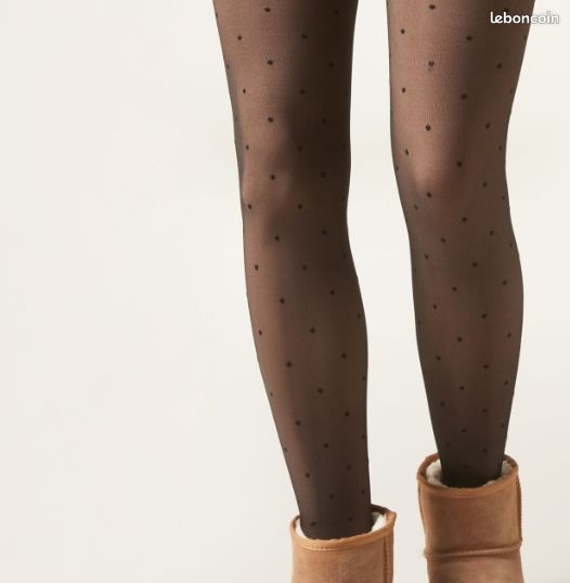 Polaire Collant Pois Noir Collant Thermique Polaire Effet