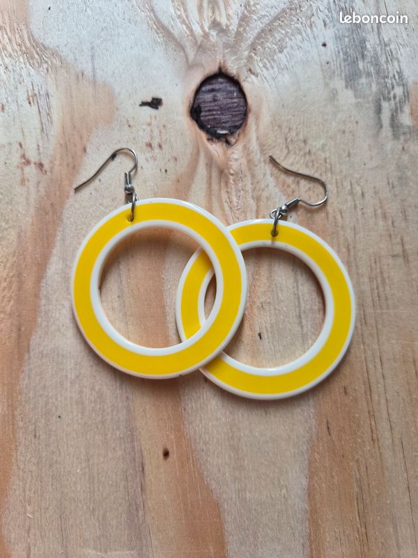 Boucles d'oreilles créoles Pop Art 🌈 Style Vintage 60s (image 2)
