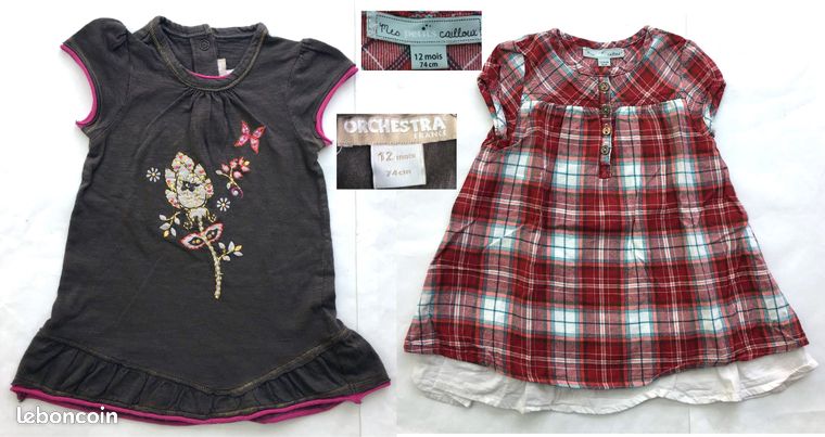 Haut Bébé Marèse 1 Mois - Rose Fuchsia Avec Volant Bleu Et Broderies Fleurs, Neuf Sans Étiquettes