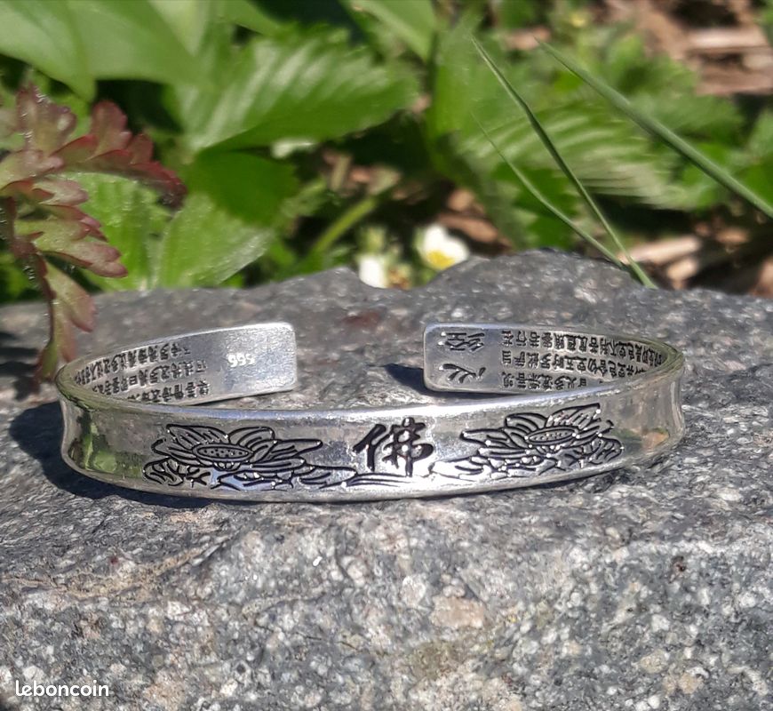 Bracelet asiatique en argent fin 999 - signe chinois Bouddha (image 1)