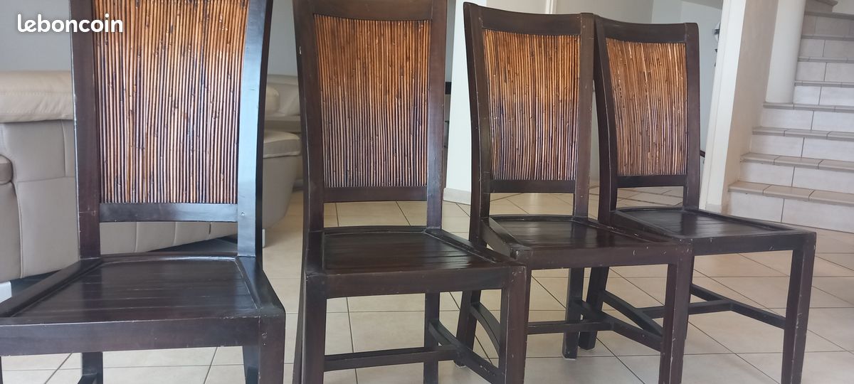 4 chaises bois exotique (image 1)