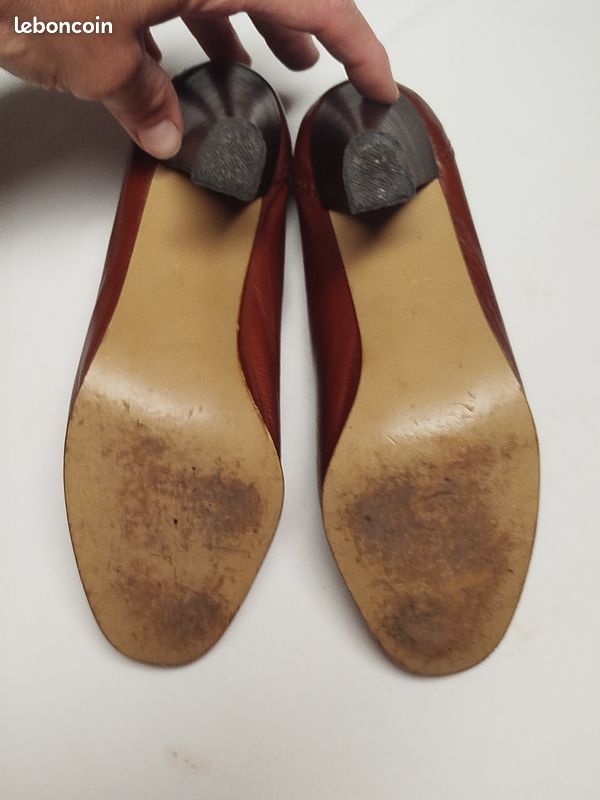 Escarpins trotteurs vintage cuir marron HIRICA Prestige - T36 - Made in France (image 4)