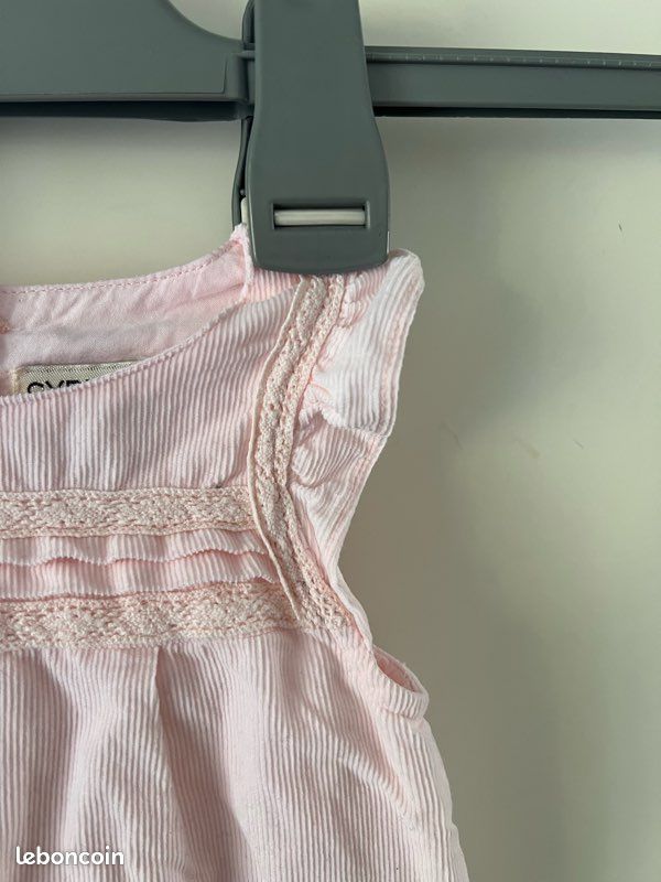Salopette en velours rose coton fille 6 mois Cyrillus (image 3)