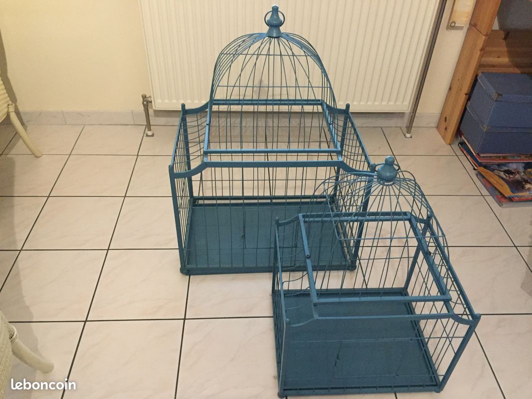 Cage à oiseaux de décoration coloris bleu grande taille (image 11)