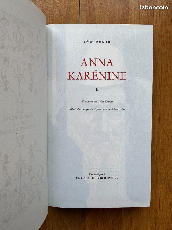 Anna Karenine Tolstoi 3 volumes reliure rouge dorée Cercle Bibliophile bon état (image 8)