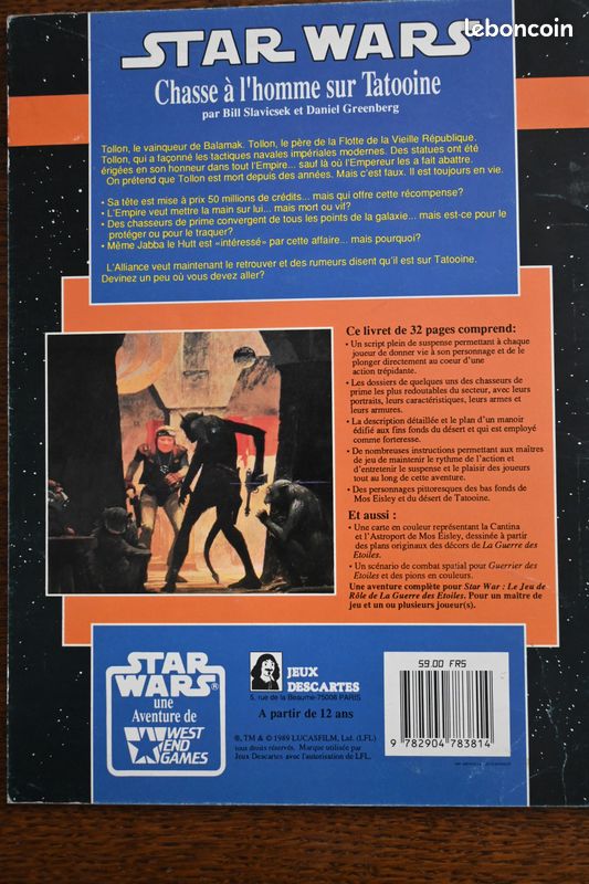 Jeu De Rôle Star Wars D6 – Chasse à L'Homme Sur Tatooine – Descartes – Avec Poster