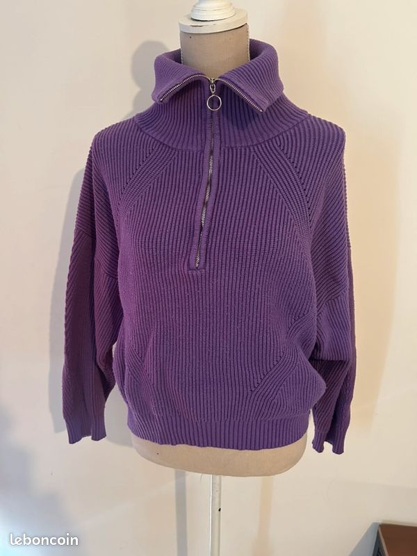 Pull Mi-saison Camaieu – Violet Parme, Taille 40/42 – Comme Neuf