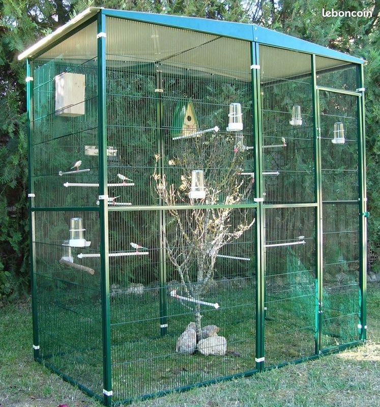 Volière jardin 2x1x2 m + toiture volière extérieure maille soudée robuste mandarin (image 1)