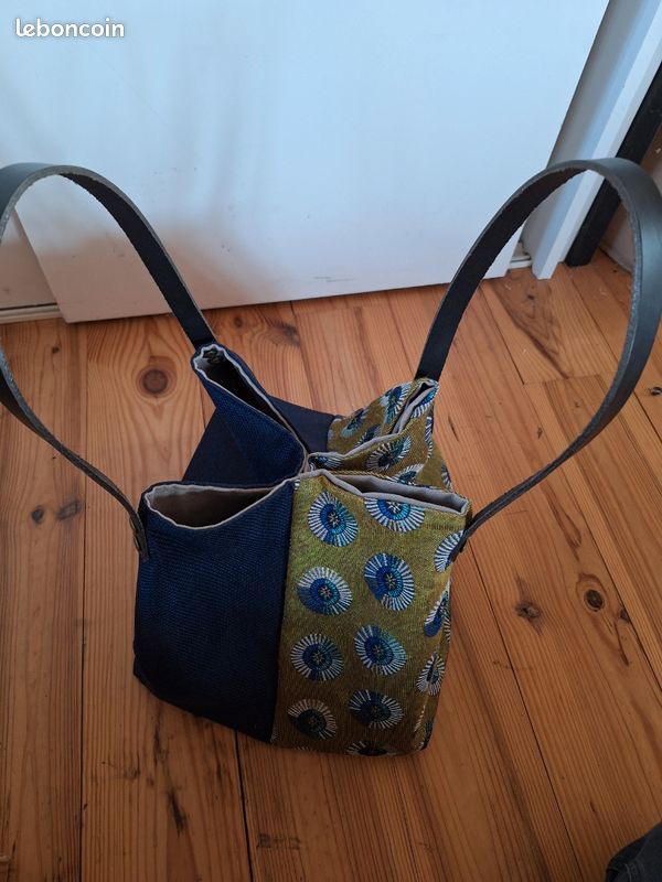 Sac à Main éléphant Fourre-tout – Inde 1992, Signé MTC, Cuir Multicolore, état Très Propre