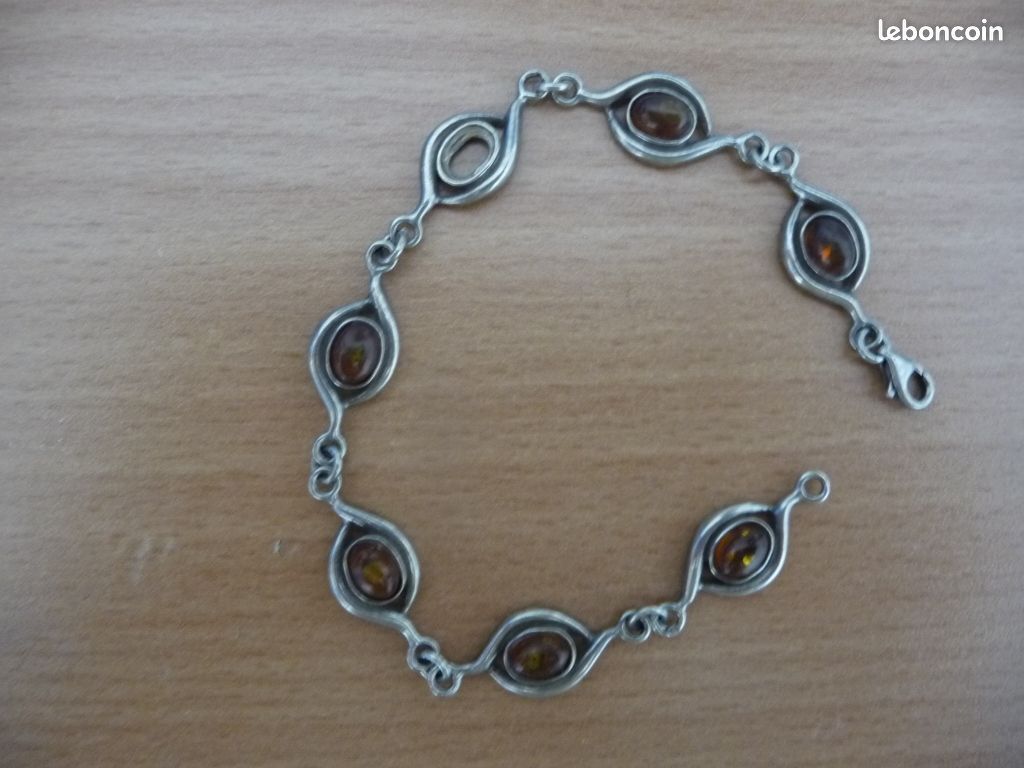 Bracelet argent et ambre avec fermoir (image 9)