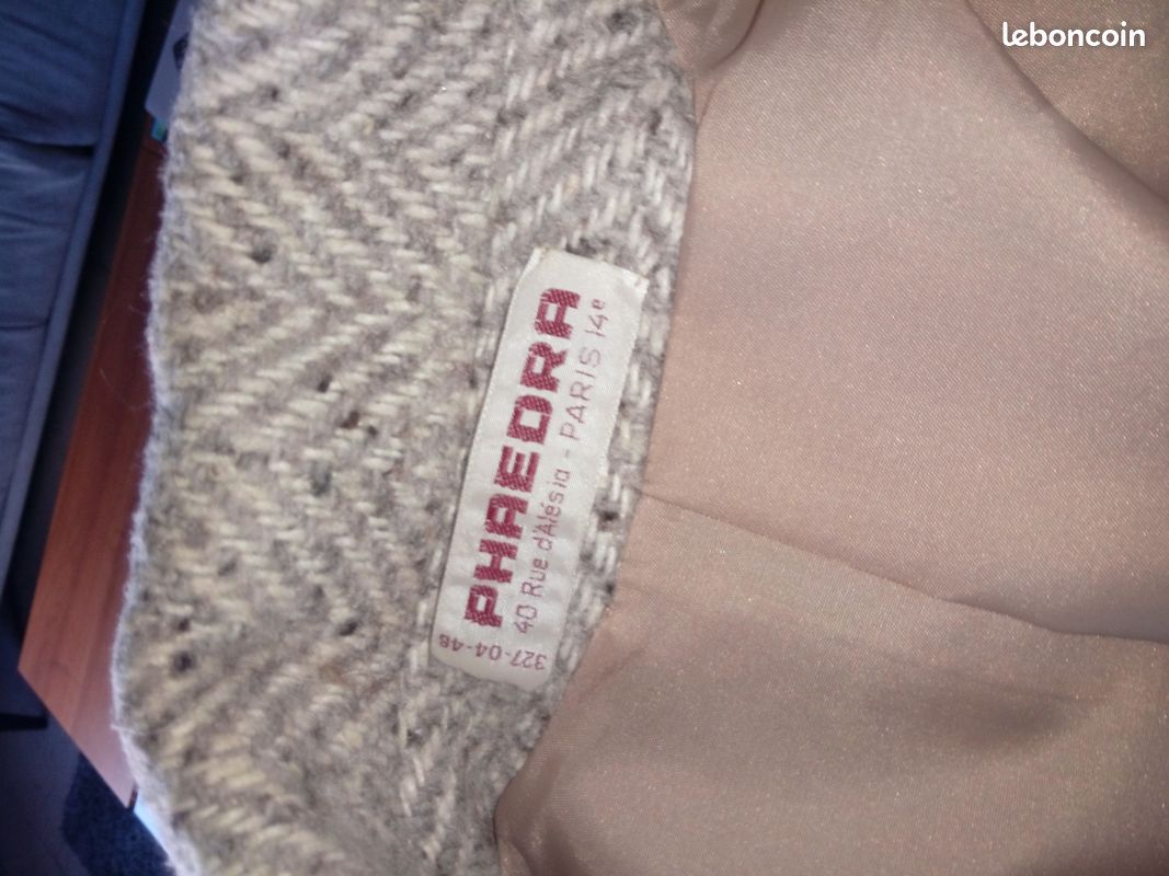 Manteau motif chevron beige, vintage T 40/42 (image 4)