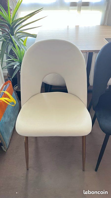 Lot 4/6/8/10 chaises velours beige - pieds noirs (image 4)