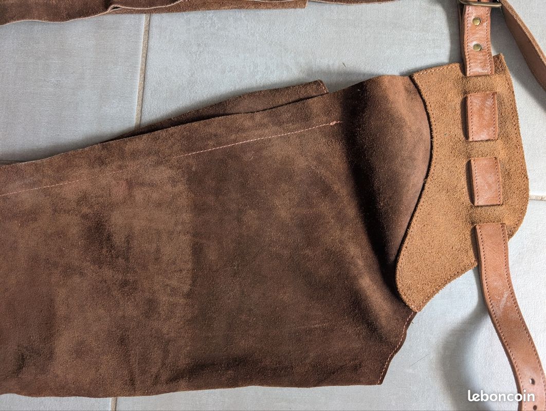 Chaps Western Vintage En Cuir Marron – Équitation Trail, Fait Main (USA)