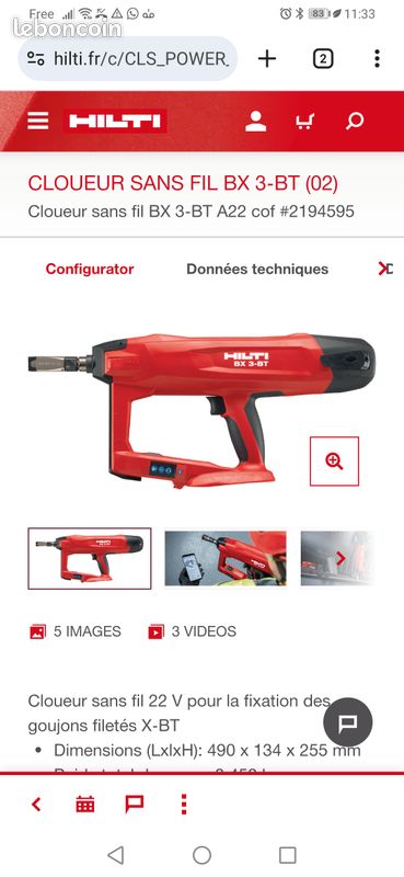 Boite de 1000 - Clou pour matériaux durs pour Cloueur à gaz 3,1 x 19