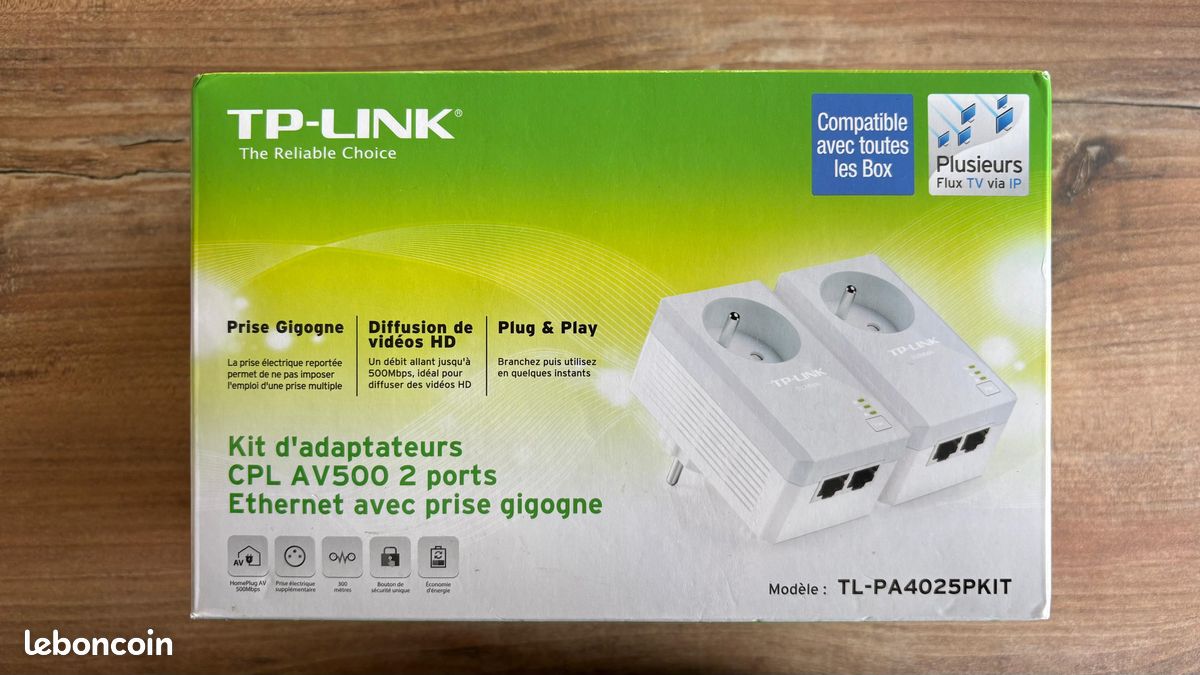 Prise CPL netsocket 1200 avec prise gigogne et CPL Wi-Fi 1200 Mb/s
