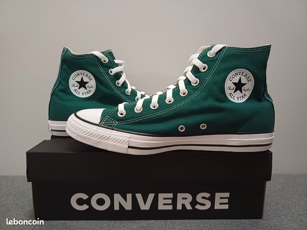 Verte Sapin Converse Montante Verte Basket Converse Neuve Toile