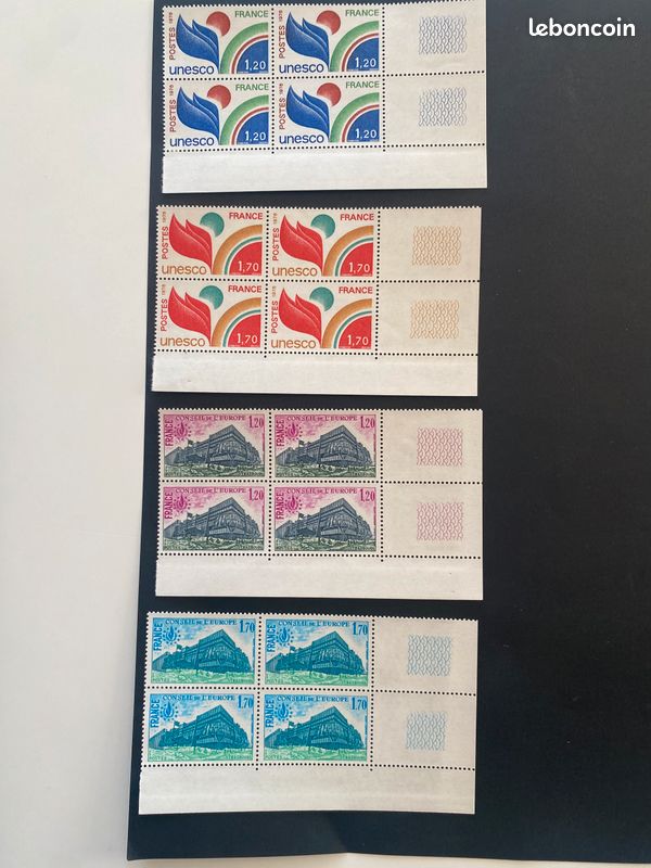 Timbre France Service 56 à 59 en blocs de 4 coin de feuille de 1978 (image 1)