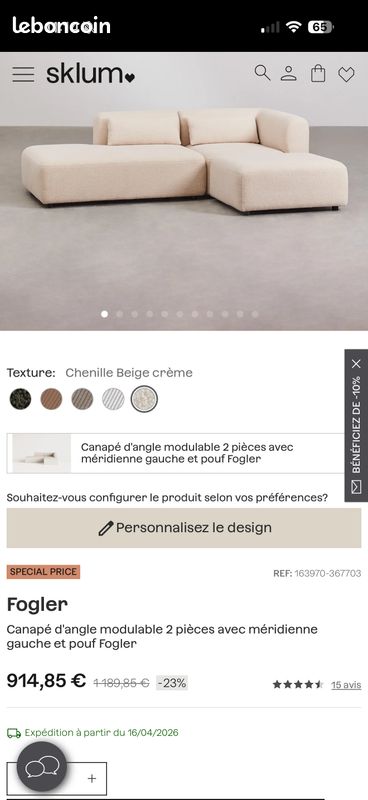 Canapé modulable méridienne (image 3)