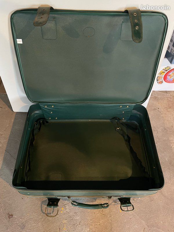 Valise vintage verte sur roulette - Accessoires & Bagagerie