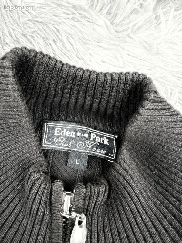Cardigan Eden Park zippé coton maille noir taille L (image 4)