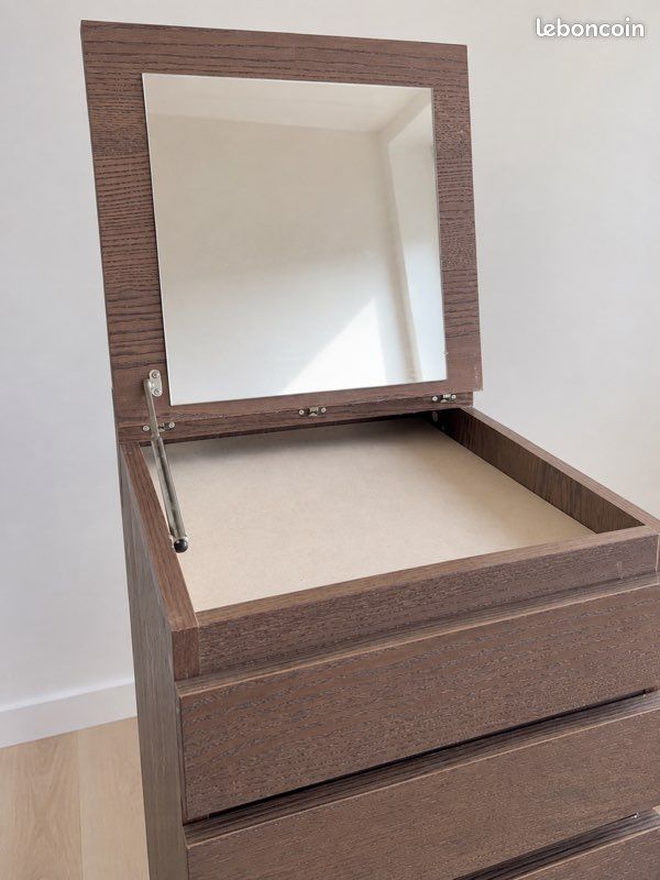 Commode haute IKEA MALM 6 tiroirs avec miroir – brun (image 3)