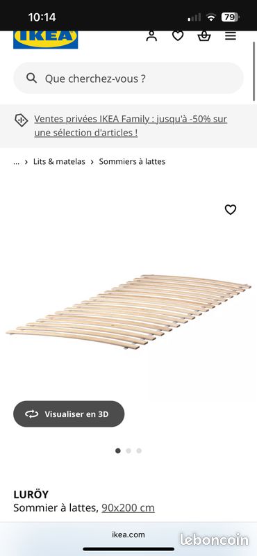 Lit simple IKEA NEIDEN 90×200 avec sommier LURÖY – très bon état – (image 5)