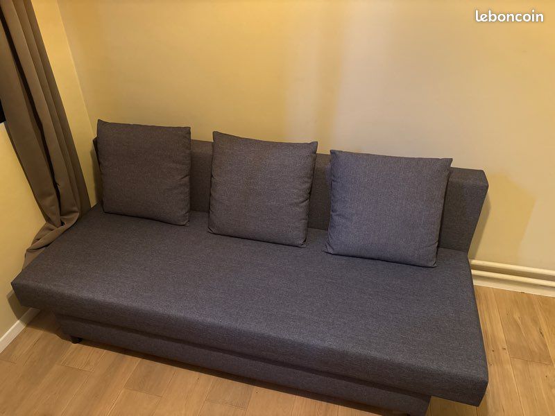 Canapé-lit Convertible IKEA Asarum – Gris, Dimensions 193x73 – Bon état
