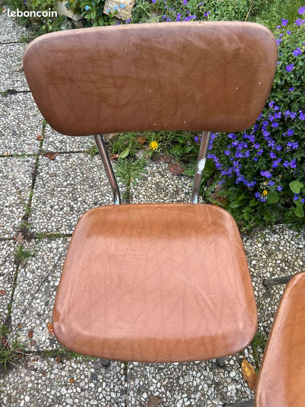 Paire chaises pieds acier vintage (image 3)